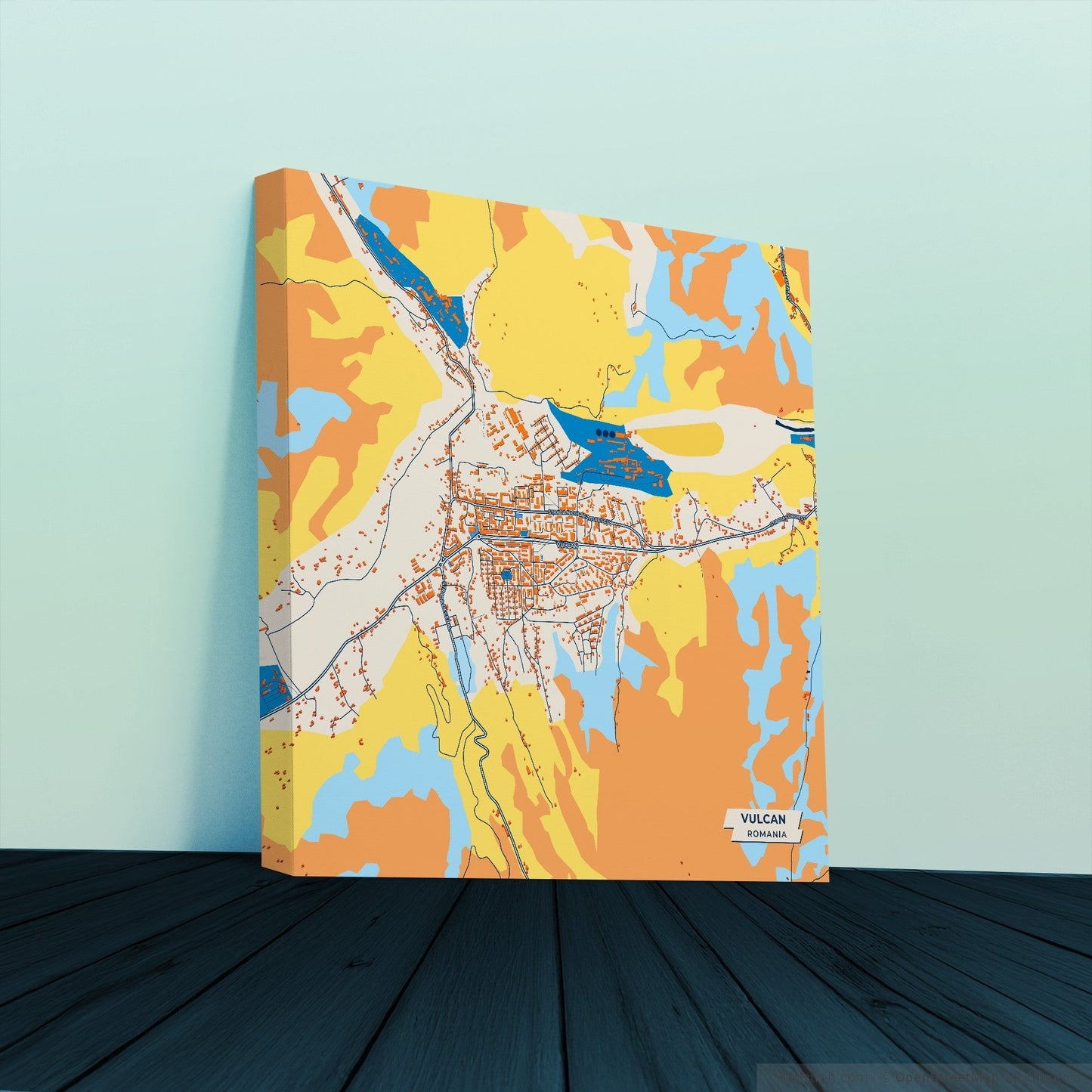 Vulcan Romania Colorful City Map Canvas Print