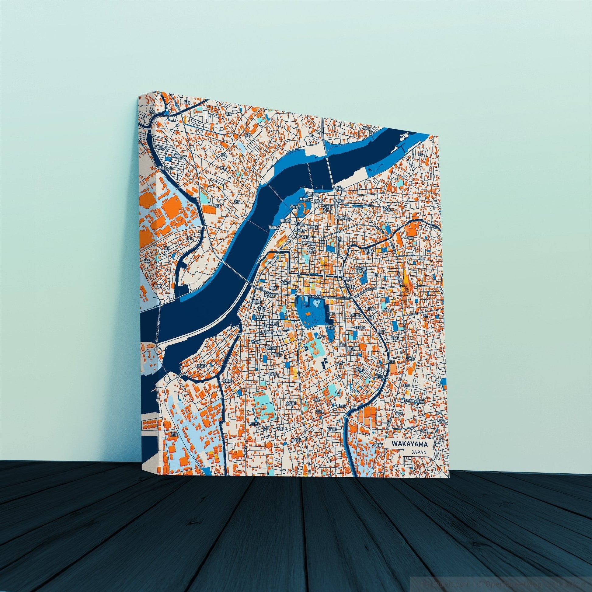 Wakayama Japan Colorful City Map Canvas Print