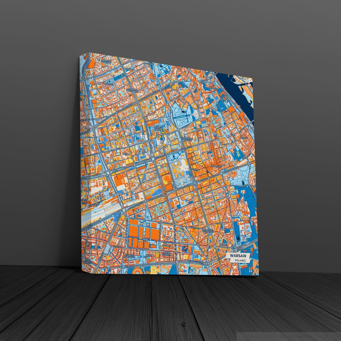 Warszawa Poland Colorful City Map Canvas Print