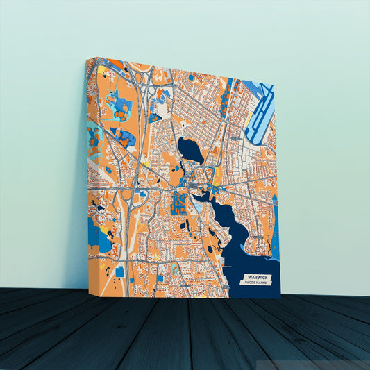 Warwick Rhode Island Colorful City Map Canvas Print