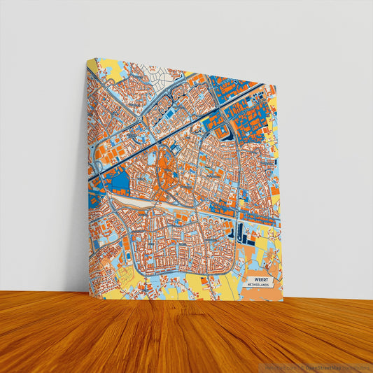 Weert Netherlands Colorful City Map Canvas Print
