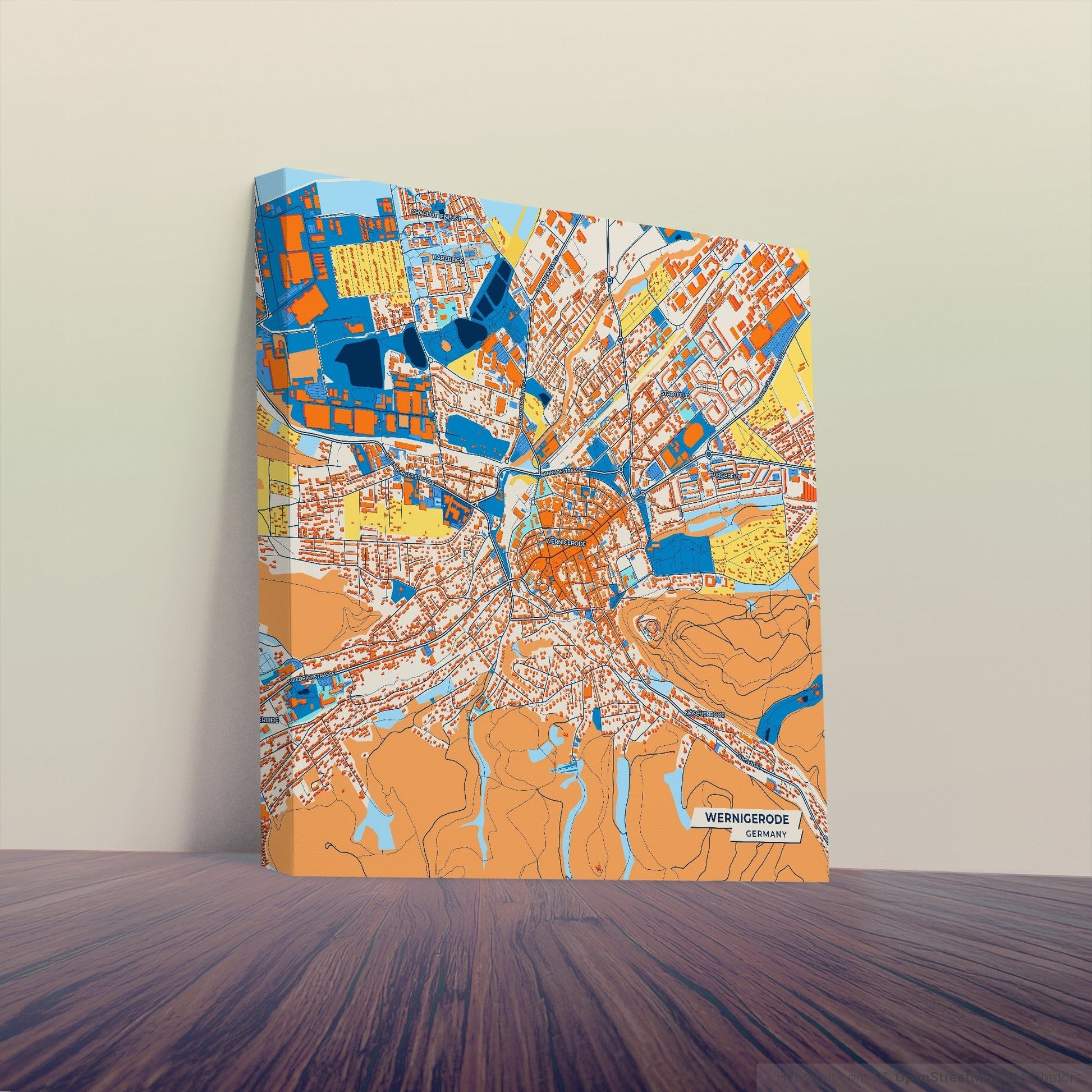 Wernigerode Germany Colorful City Map Canvas Print