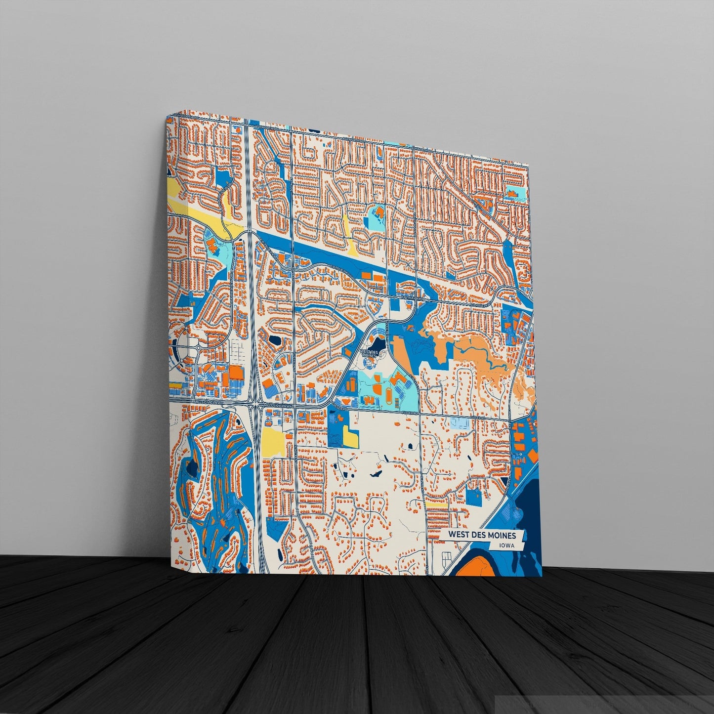 West Des Moines Iowa Colorful City Map Canvas Print