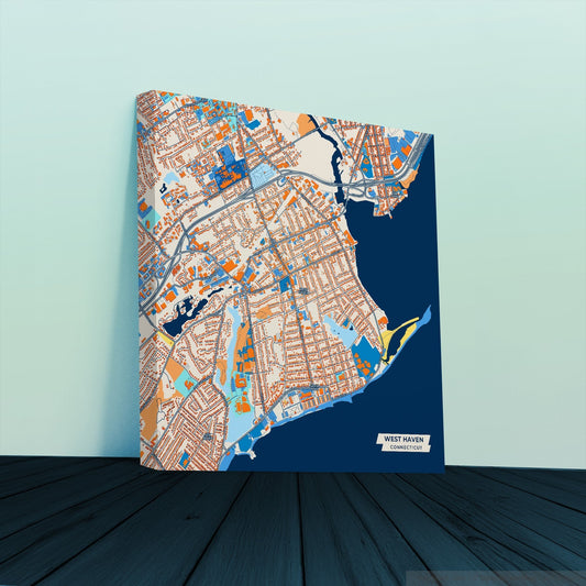 West Haven Connecticut Colorful City Map Canvas Print