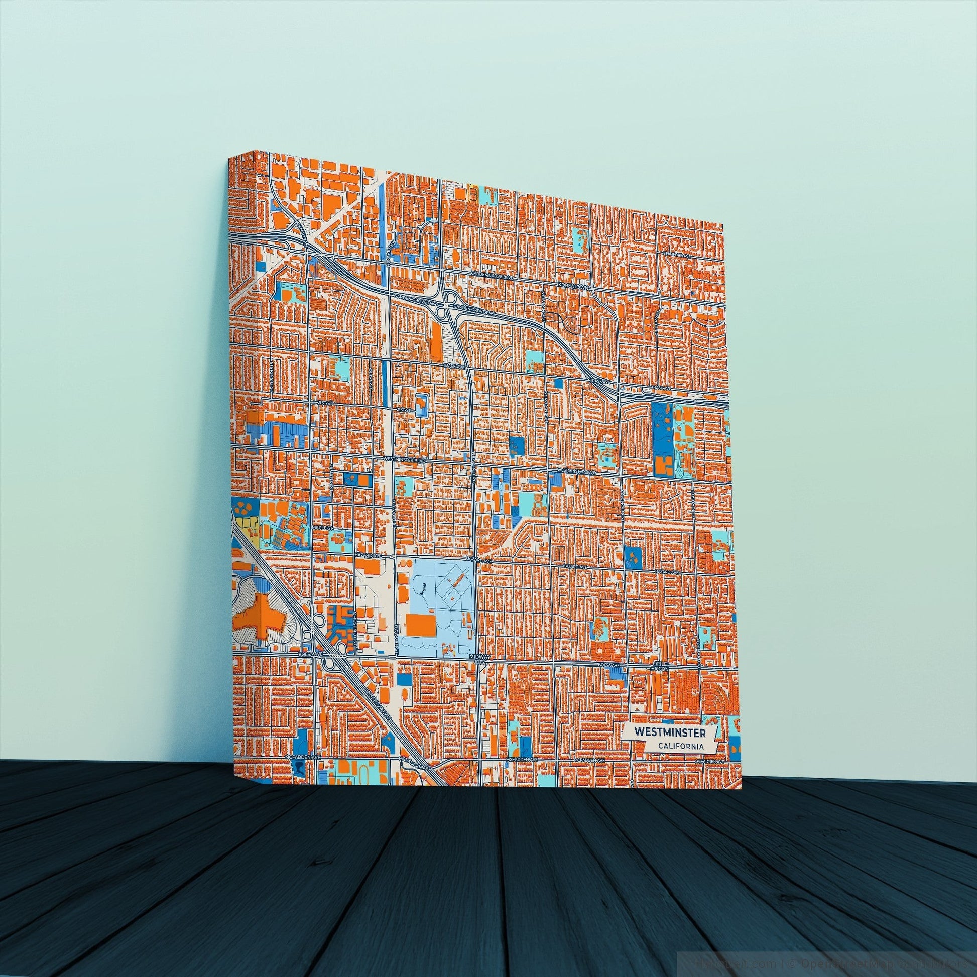 Westminster California Colorful City Map Canvas Print