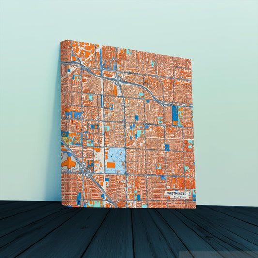 Westminster California Colorful City Map Canvas Print