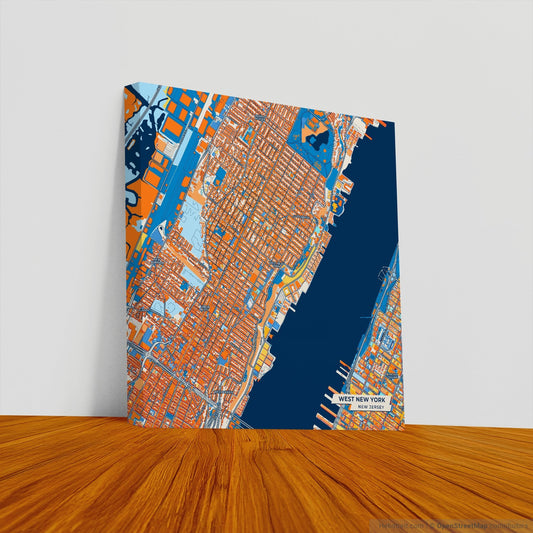West New York New Jersey Colorful City Map Canvas Print