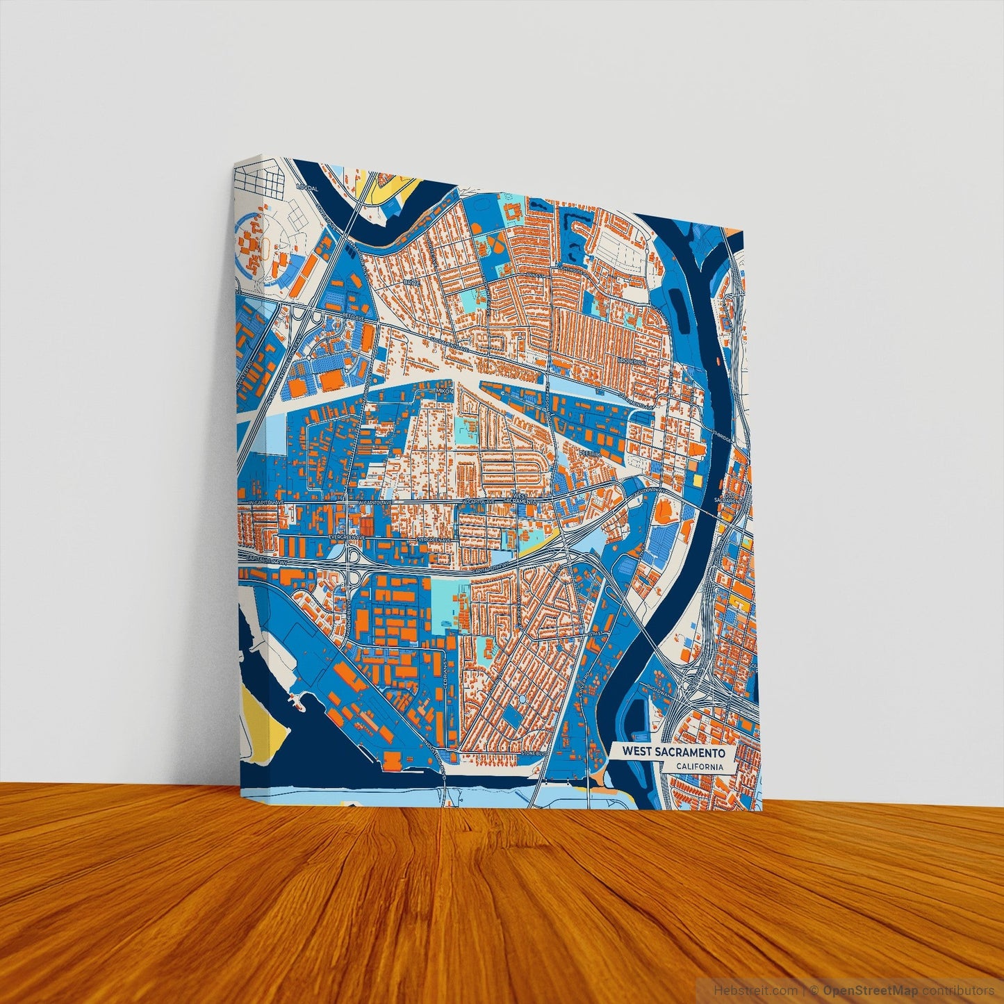 West Sacramento California Colorful City Map Canvas Print