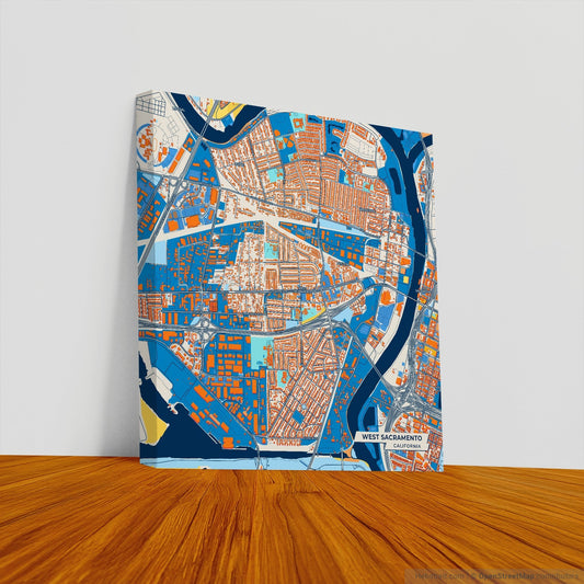 West Sacramento California Colorful City Map Canvas Print