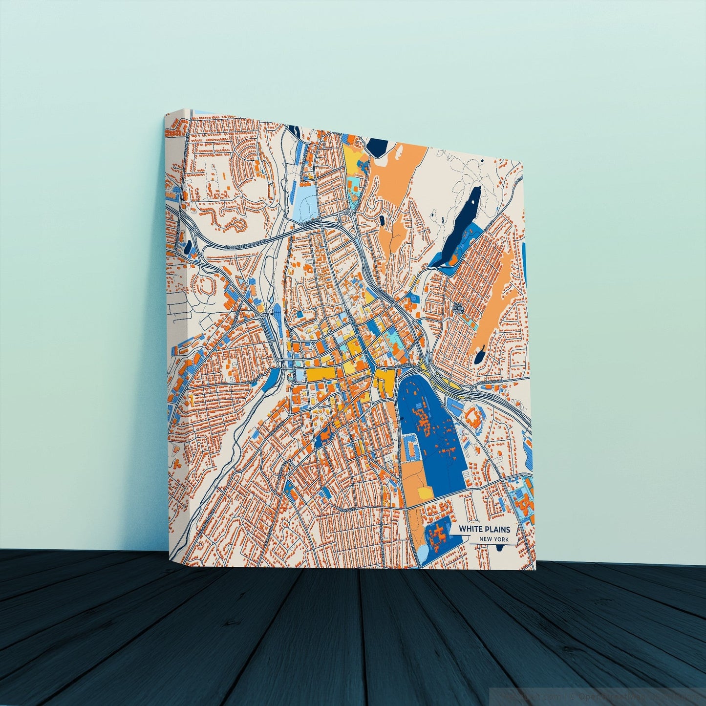 White Plains New York Colorful City Map Canvas Print