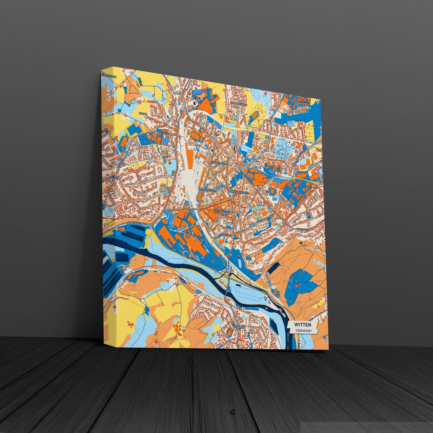 Witten Germany Colorful City Map Canvas Print