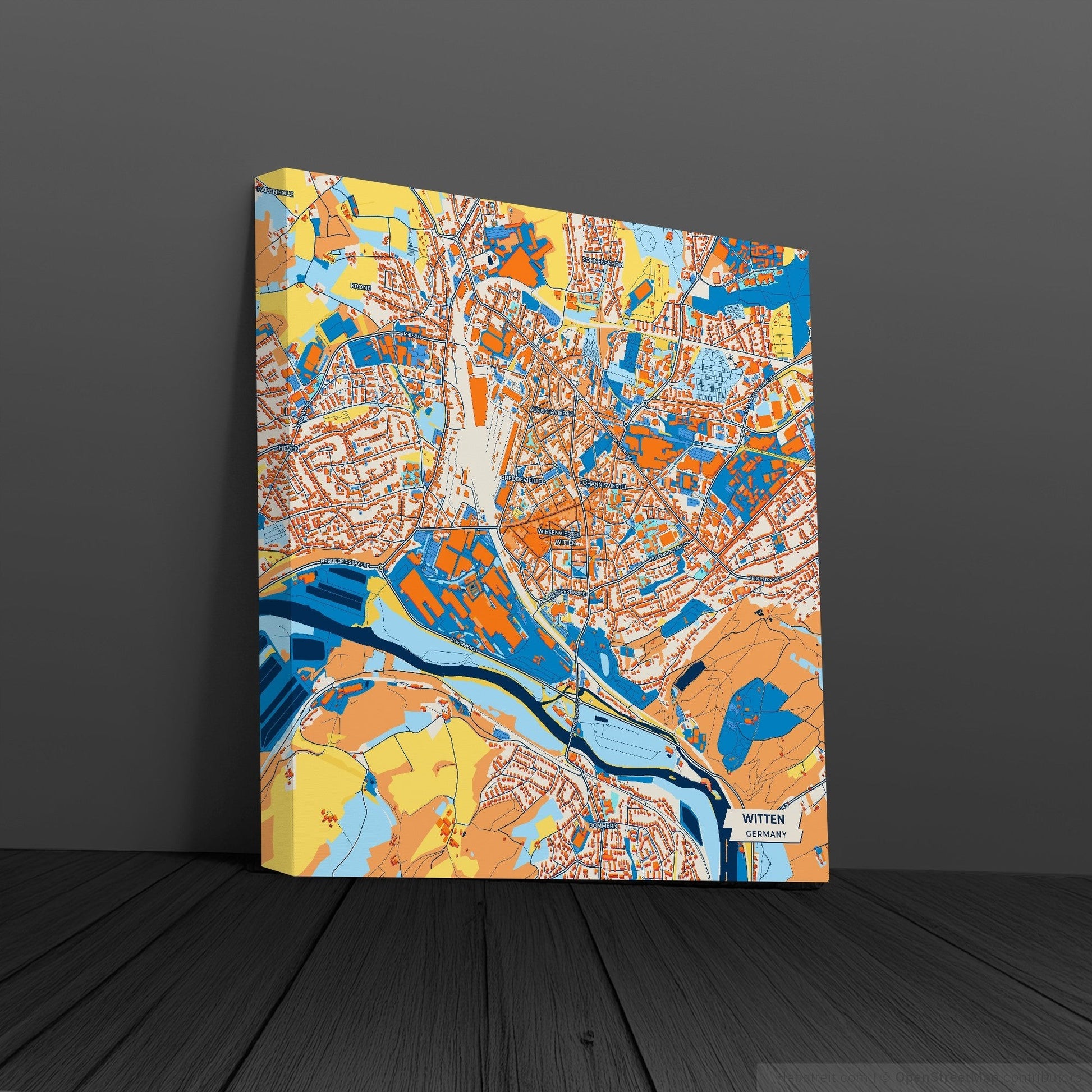 Witten Germany Colorful City Map Canvas Print