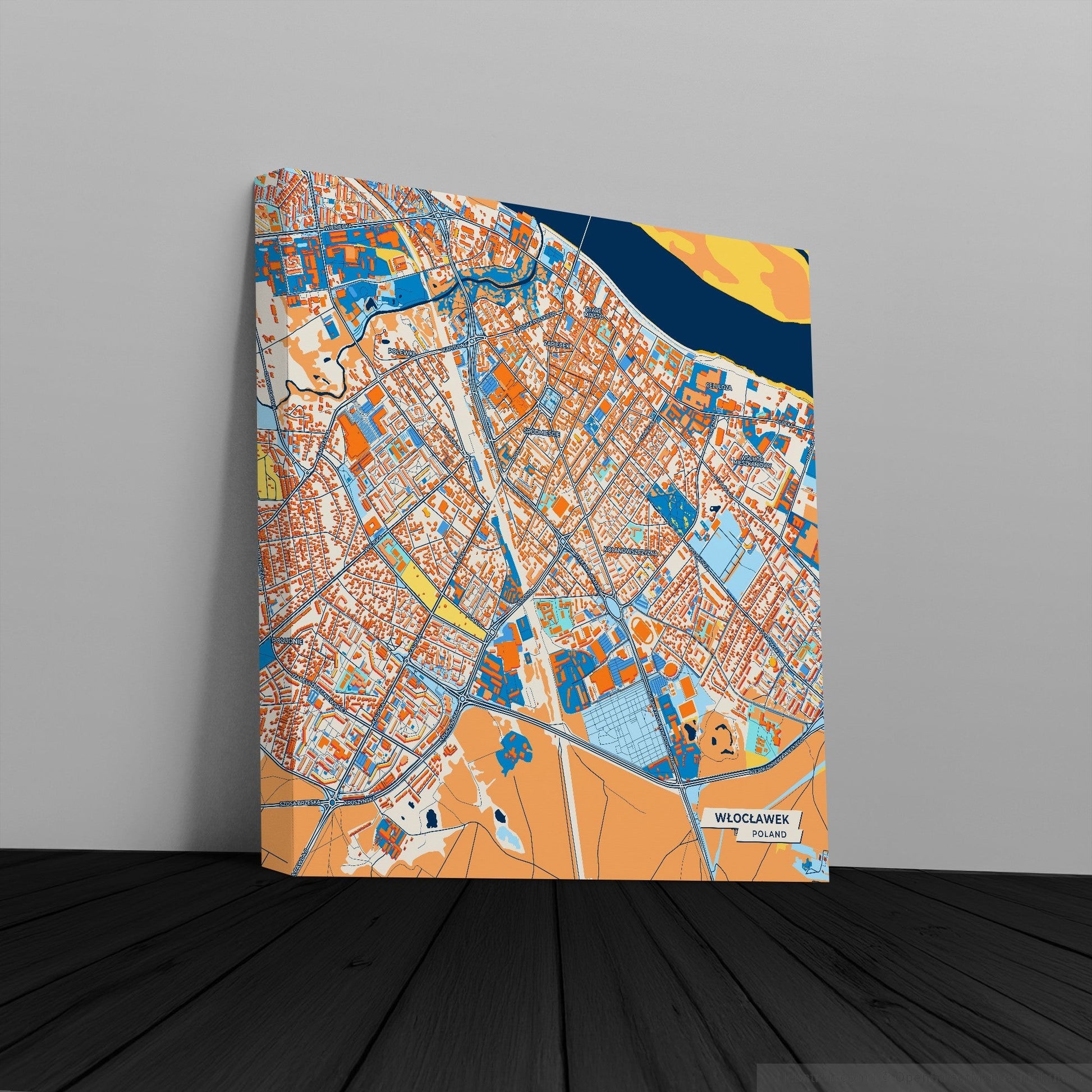 Włocławek Poland Colorful City Map Canvas Print