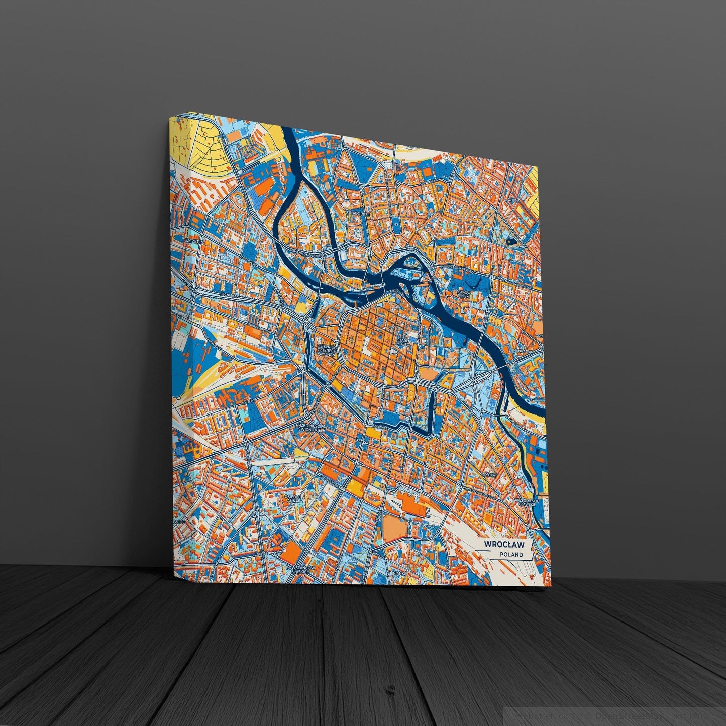 Wrocław Poland Colorful City Map Canvas Print