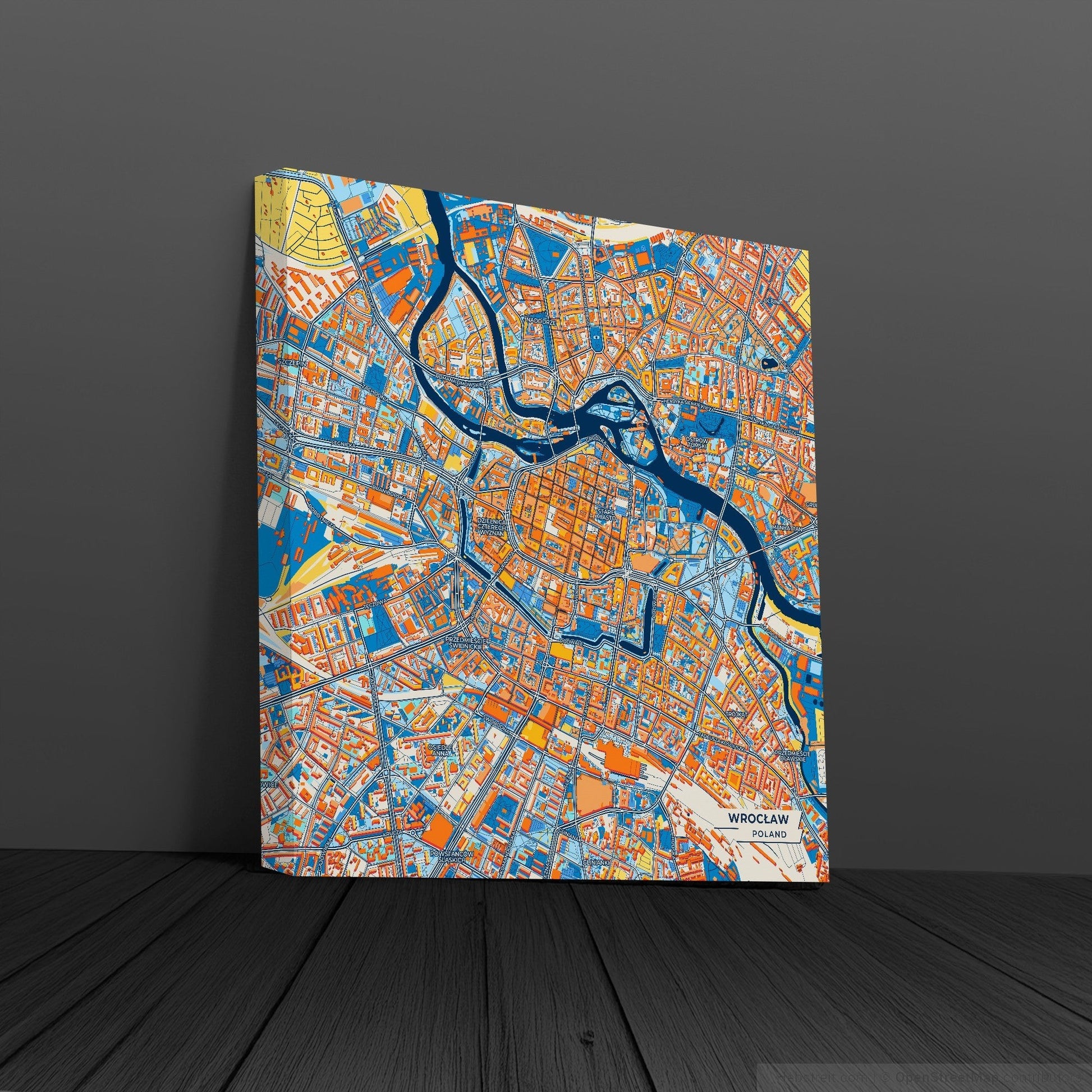 Wrocław Poland Colorful City Map Canvas Print