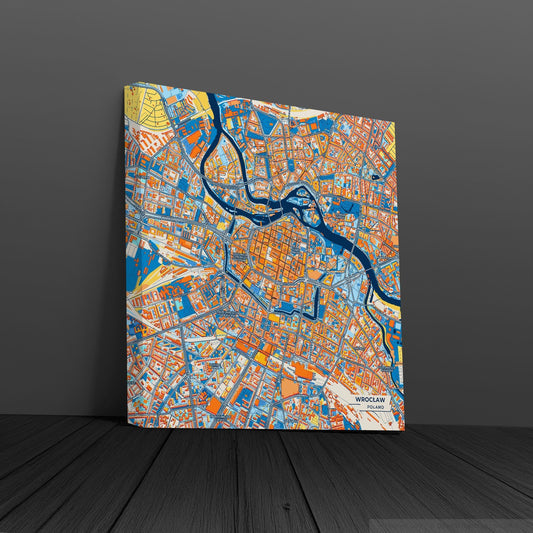 Wrocław Poland Colorful City Map Canvas Print