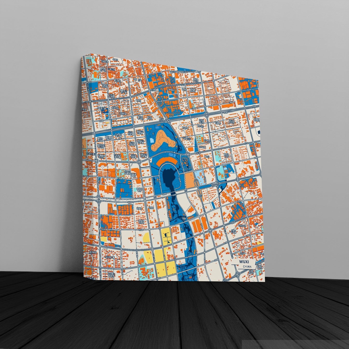 Wuxi China Colorful City Map Canvas Print