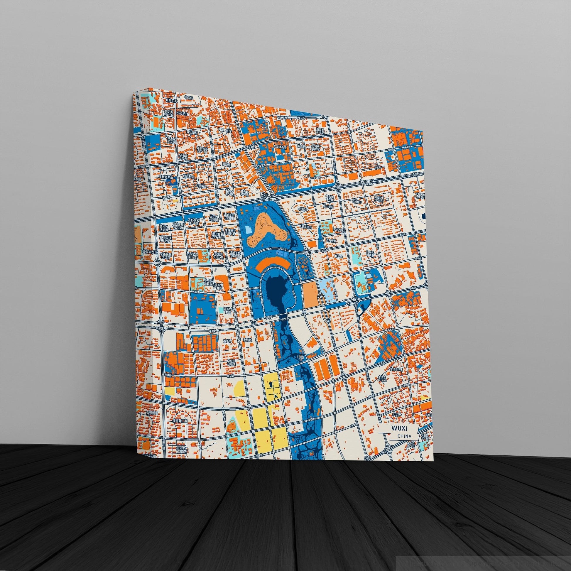 Wuxi China Colorful City Map Canvas Print
