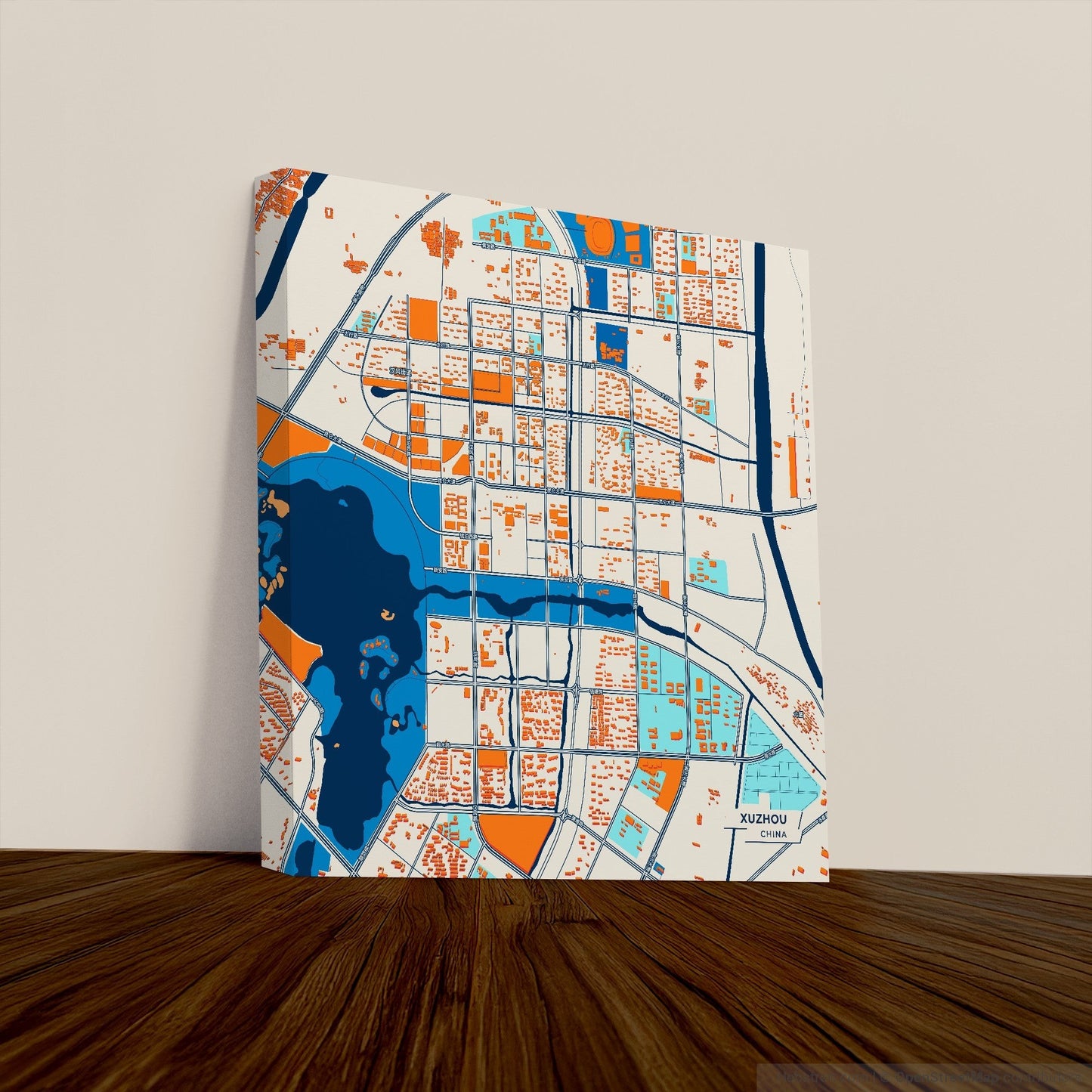 Xuzhou China Colorful City Map Canvas Print