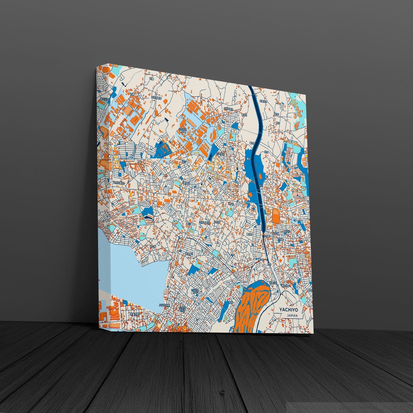 Yachiyo Japan Colorful City Map Canvas Print