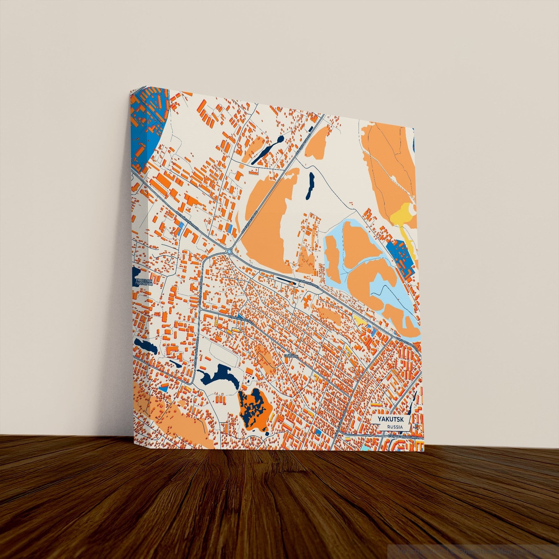 Якутск Russia Colorful City Map Canvas Print