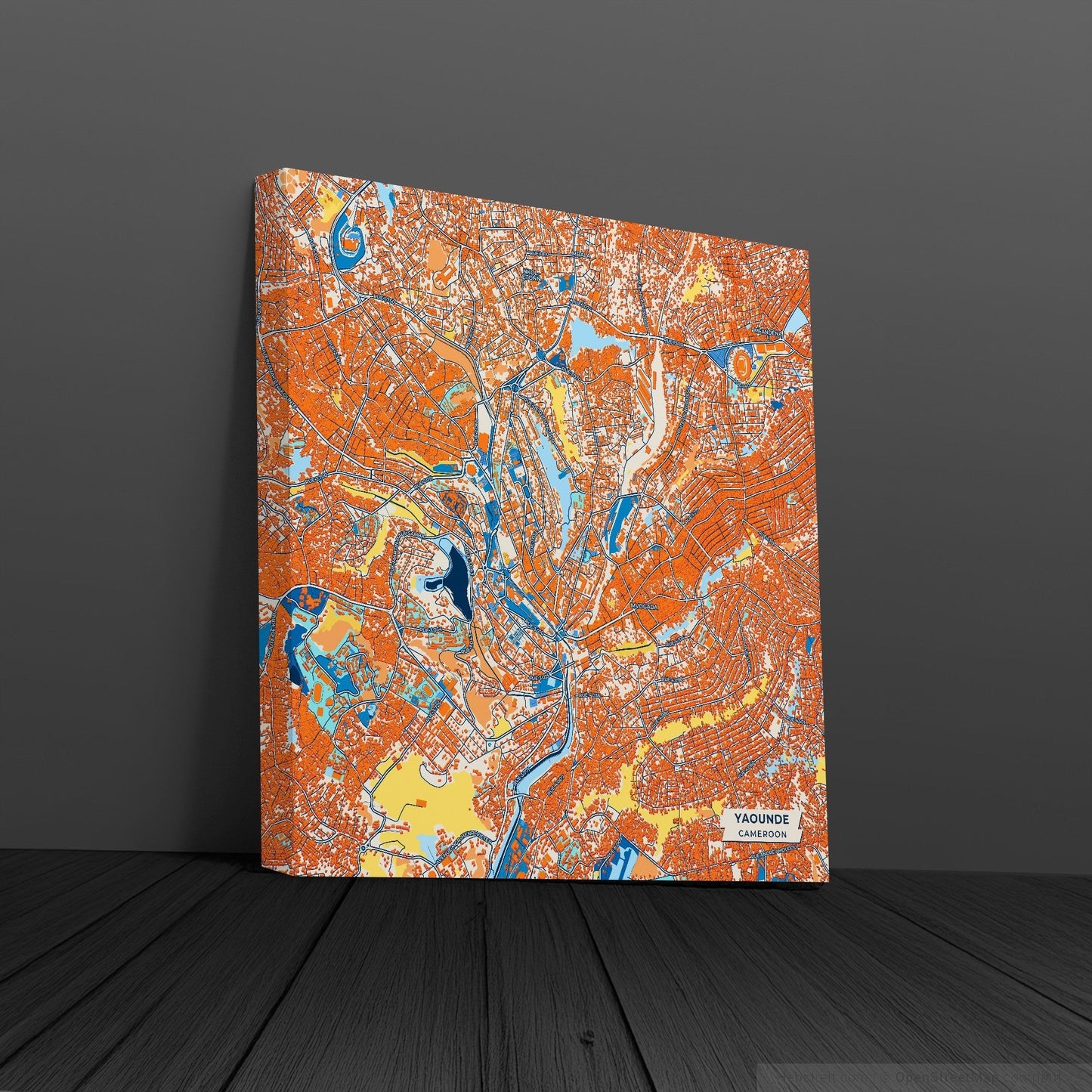 Yaounde Cameroon Colorful City Map Canvas Print