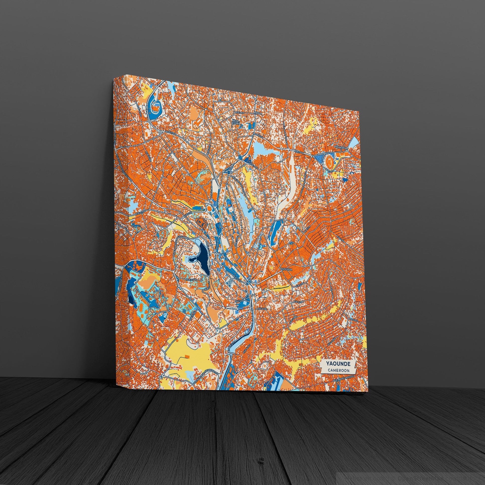 Yaounde Cameroon Colorful City Map Canvas Print