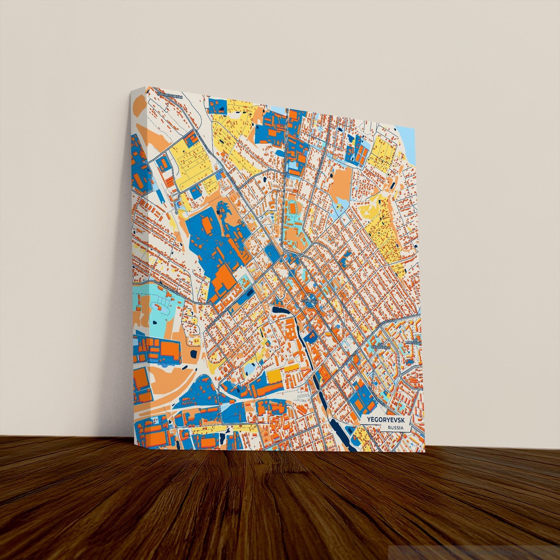 Егорьевск Russia Colorful City Map Canvas Print