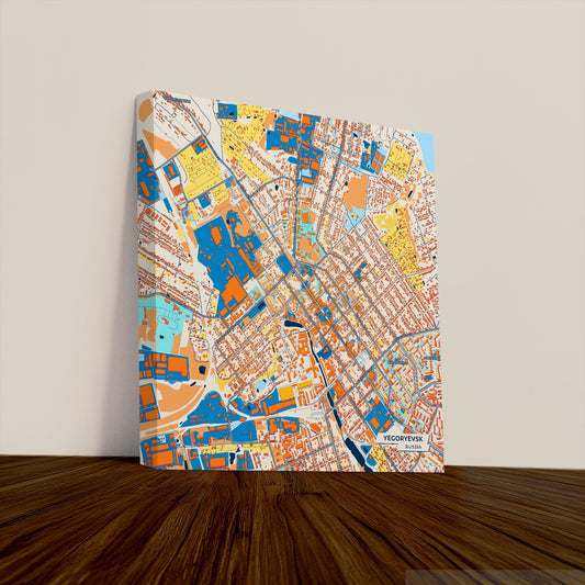 Егорьевск Russia Colorful City Map Canvas Print