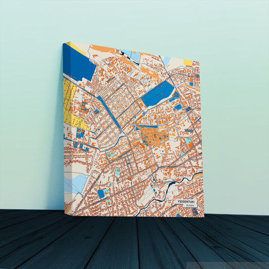 Ессентуки Russia Colorful City Map Canvas Print