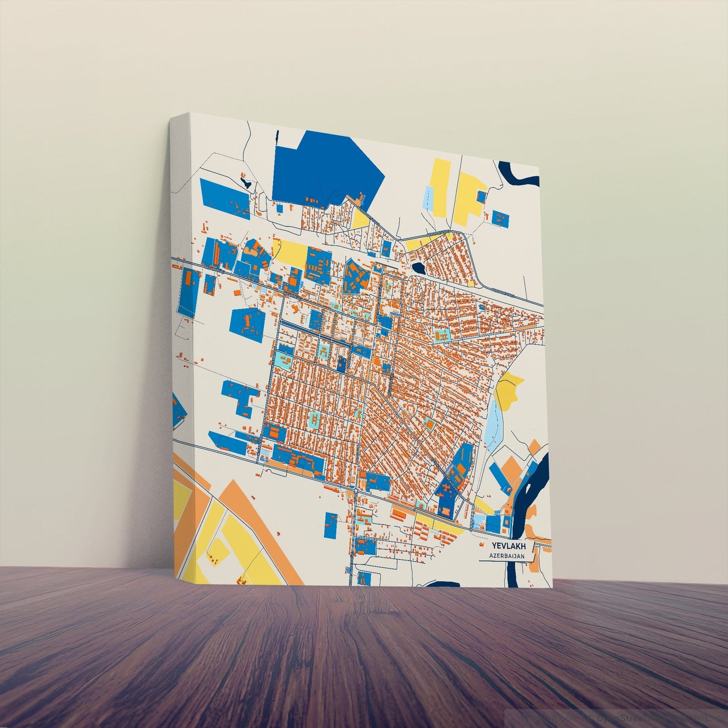 Yevlakh Azerbaijan Colorful City Map Canvas Print