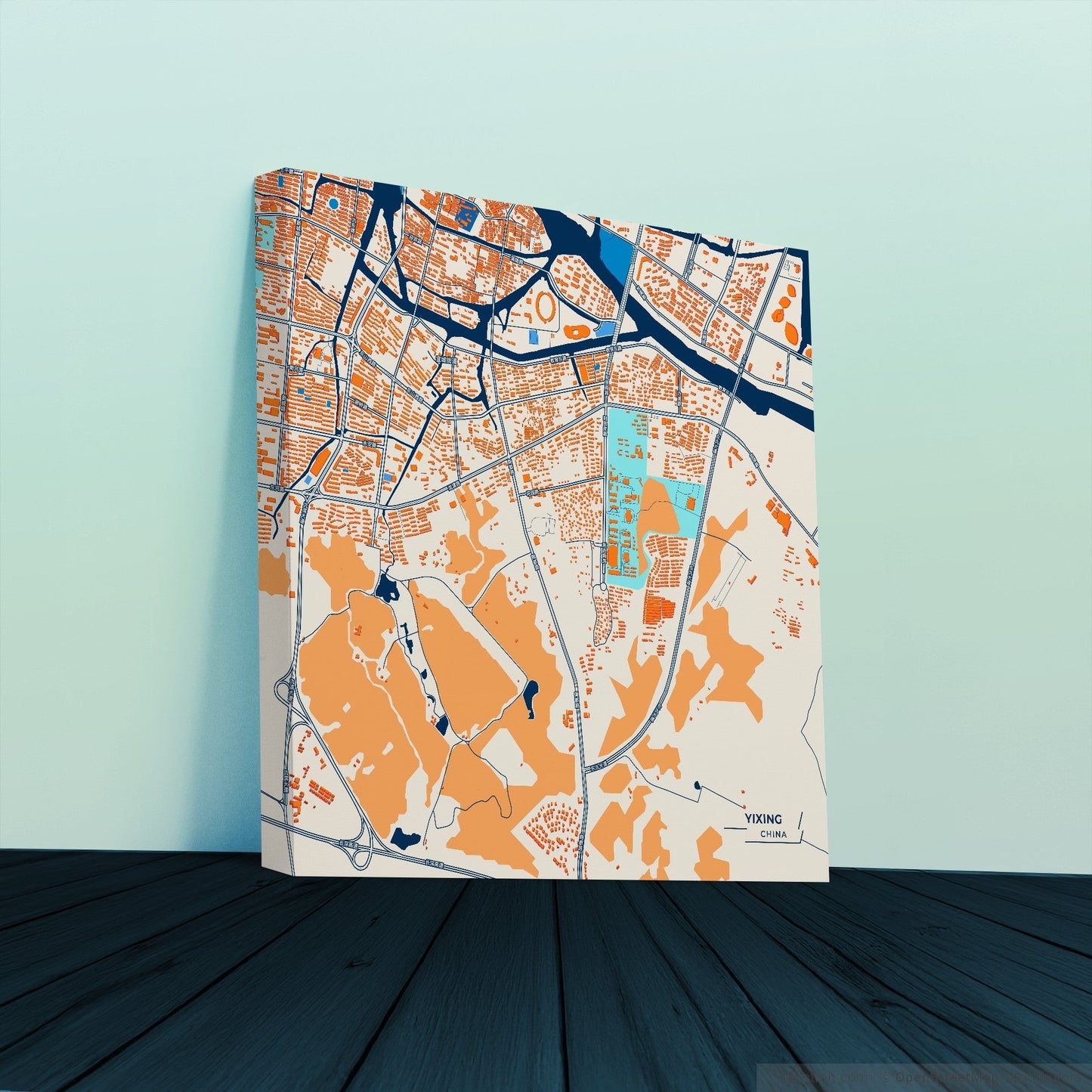 Yixing China Colorful City Map Canvas Print