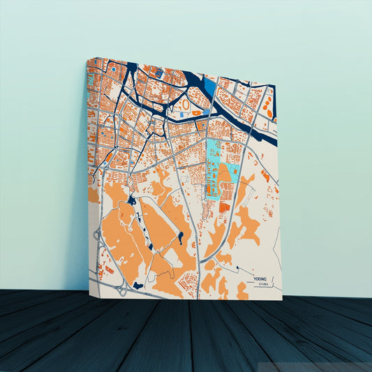 Yixing China Colorful City Map Canvas Print