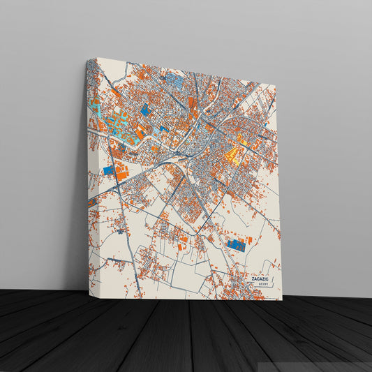 Zagazig Egypt Colorful City Map Canvas Print