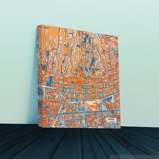 Zagreb Croatia Colorful City Map Canvas Print