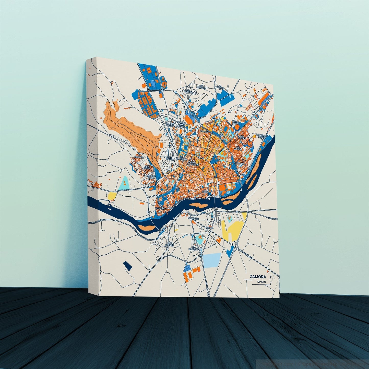 Zamora Spain Colorful City Map Canvas Print