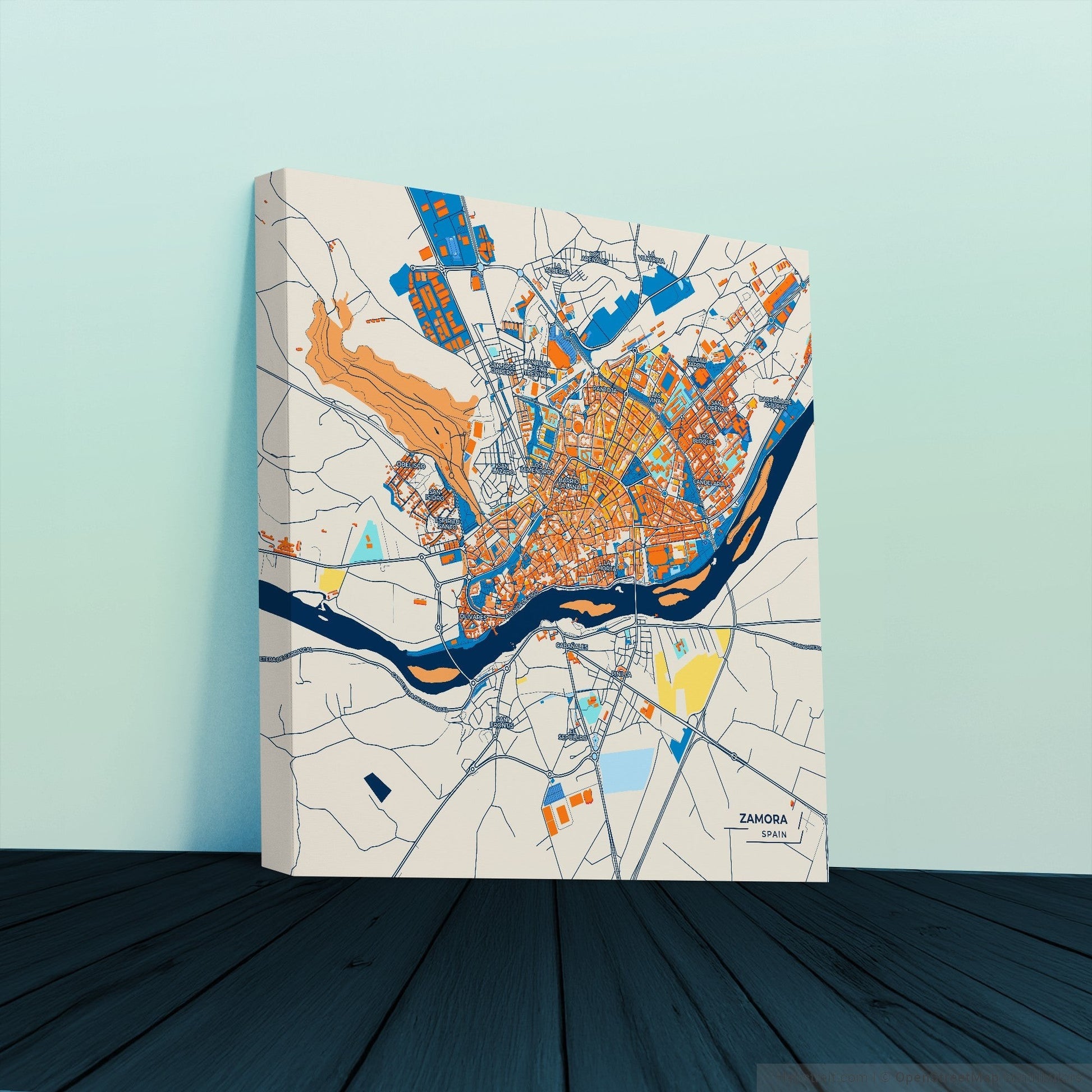 Zamora Spain Colorful City Map Canvas Print