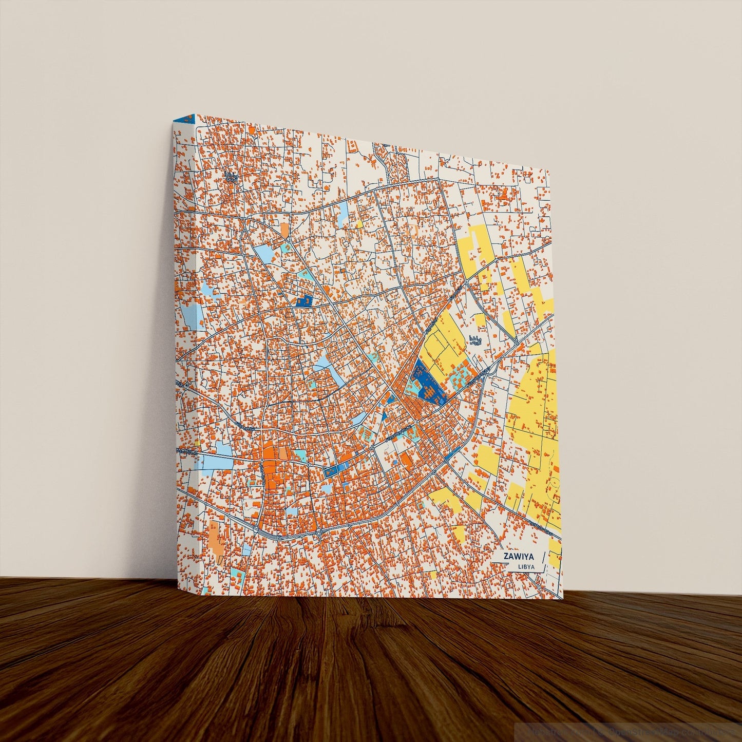Zawiya Libya Colorful City Map Canvas Print