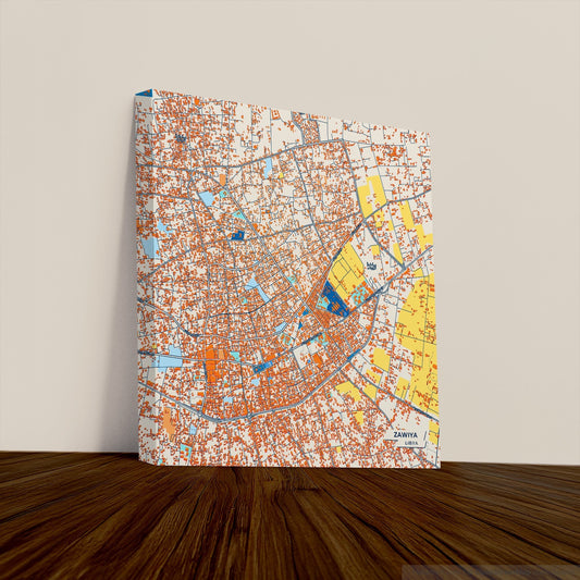 Zawiya Libya Colorful City Map Canvas Print
