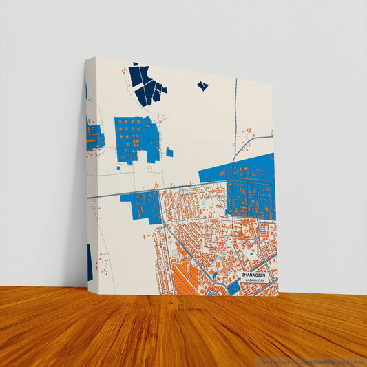 Zhanaozen Kazakhstan Colorful City Map Canvas Print