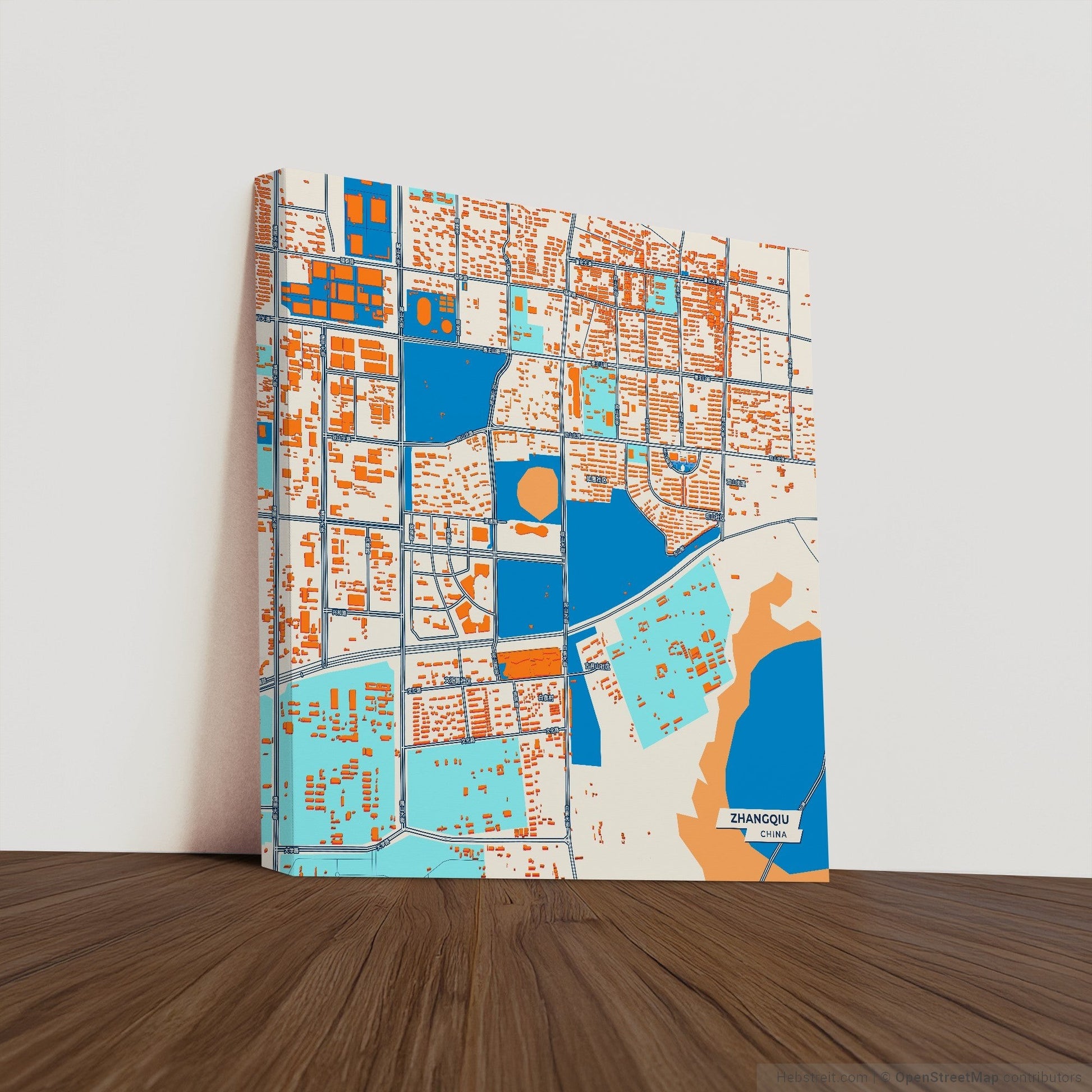 Zhangqiu China Colorful City Map Canvas Print