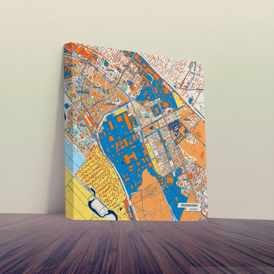 Жуковский Russia Colorful City Map Canvas Print
