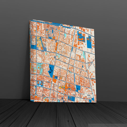 Zibo China Colorful City Map Canvas Print
