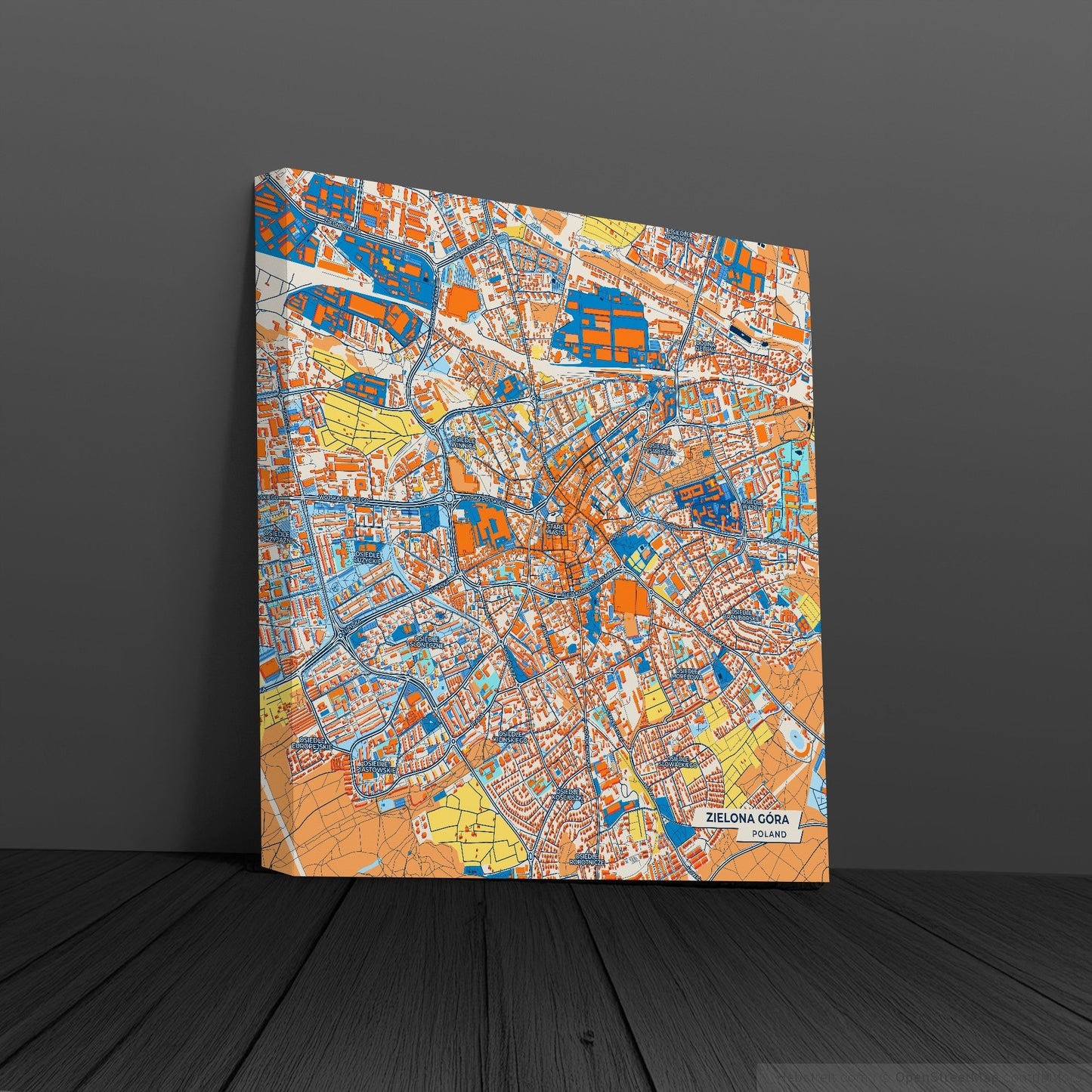 Zielona Góra Poland Colorful City Map Canvas Print