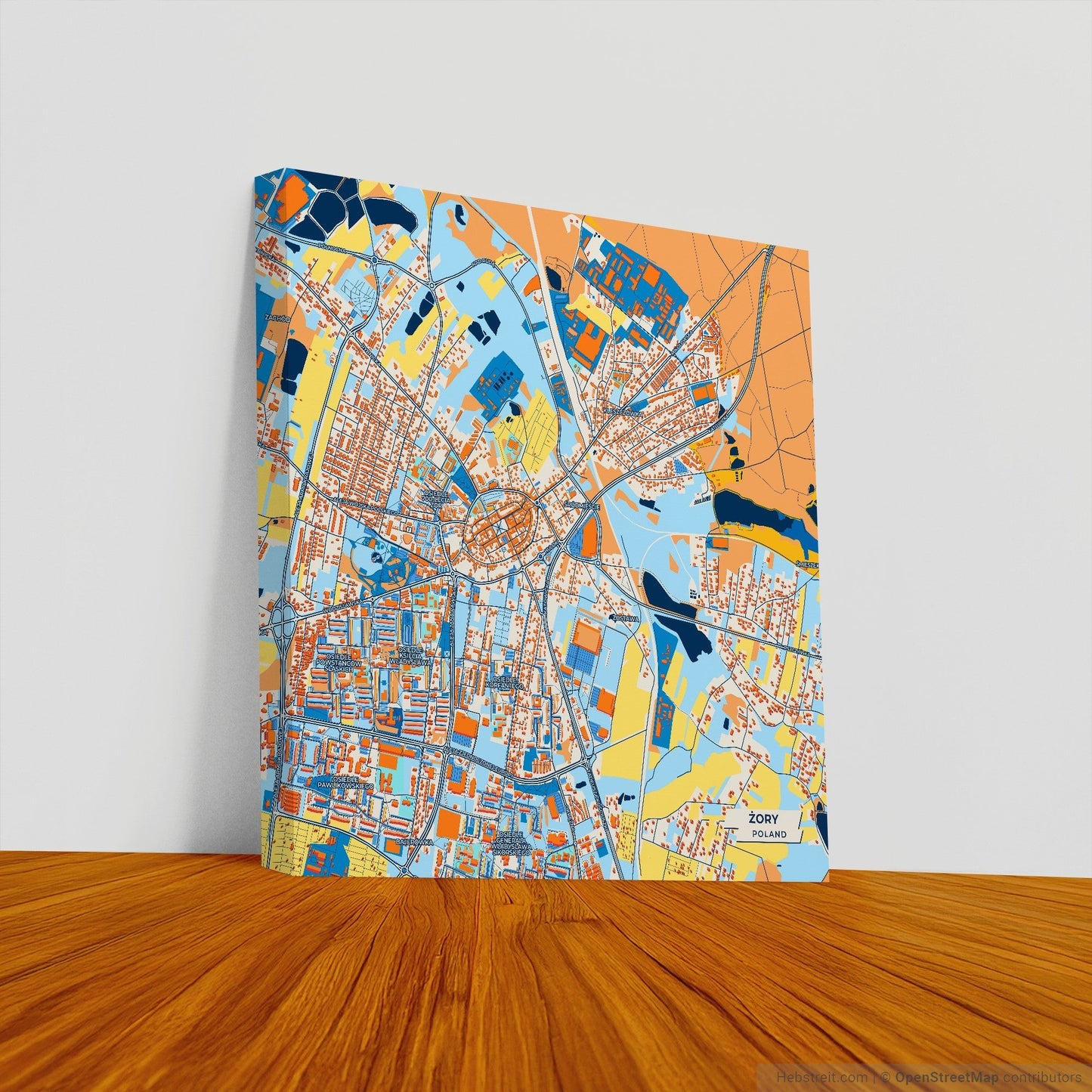 Żory Poland Colorful City Map Canvas Print