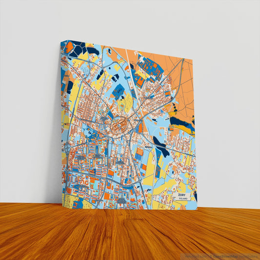 Żory Poland Colorful City Map Canvas Print
