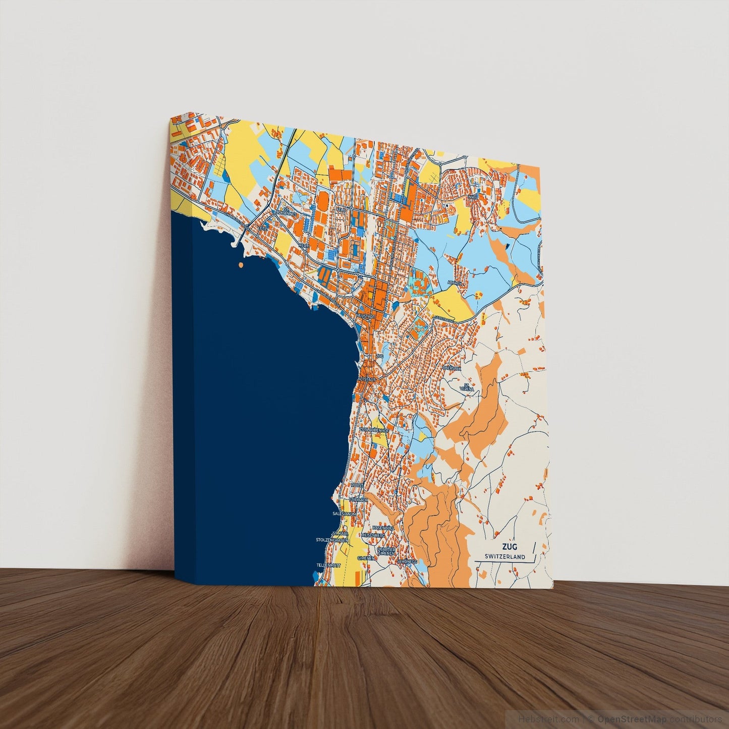 Zug Switzerland Colorful City Map Canvas Print