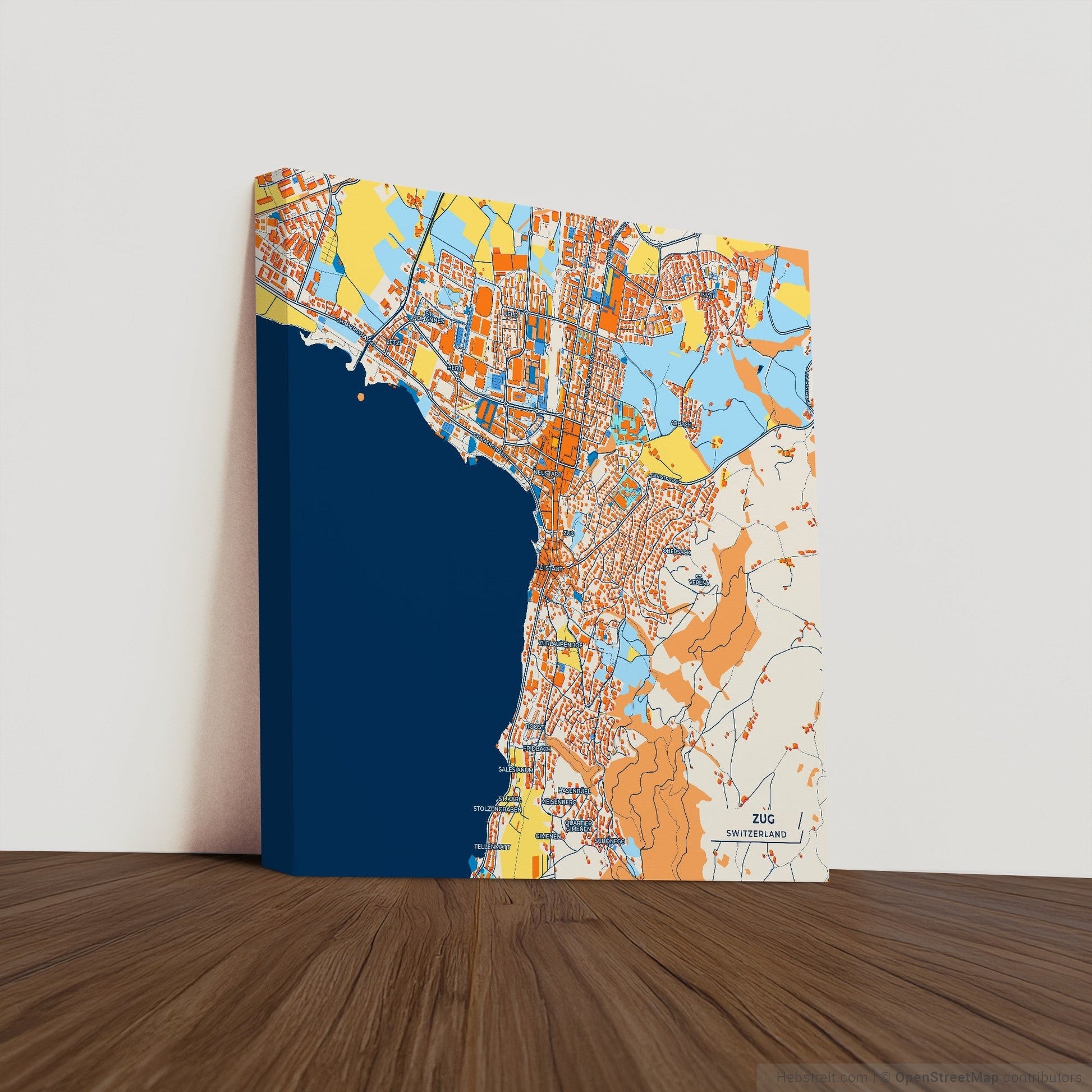 Zug Switzerland Colorful City Map Canvas Print