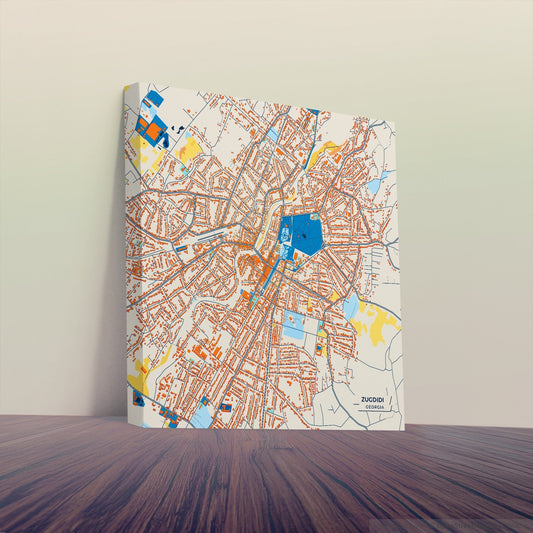Zugdidi Georgia Colorful City Map Canvas Print