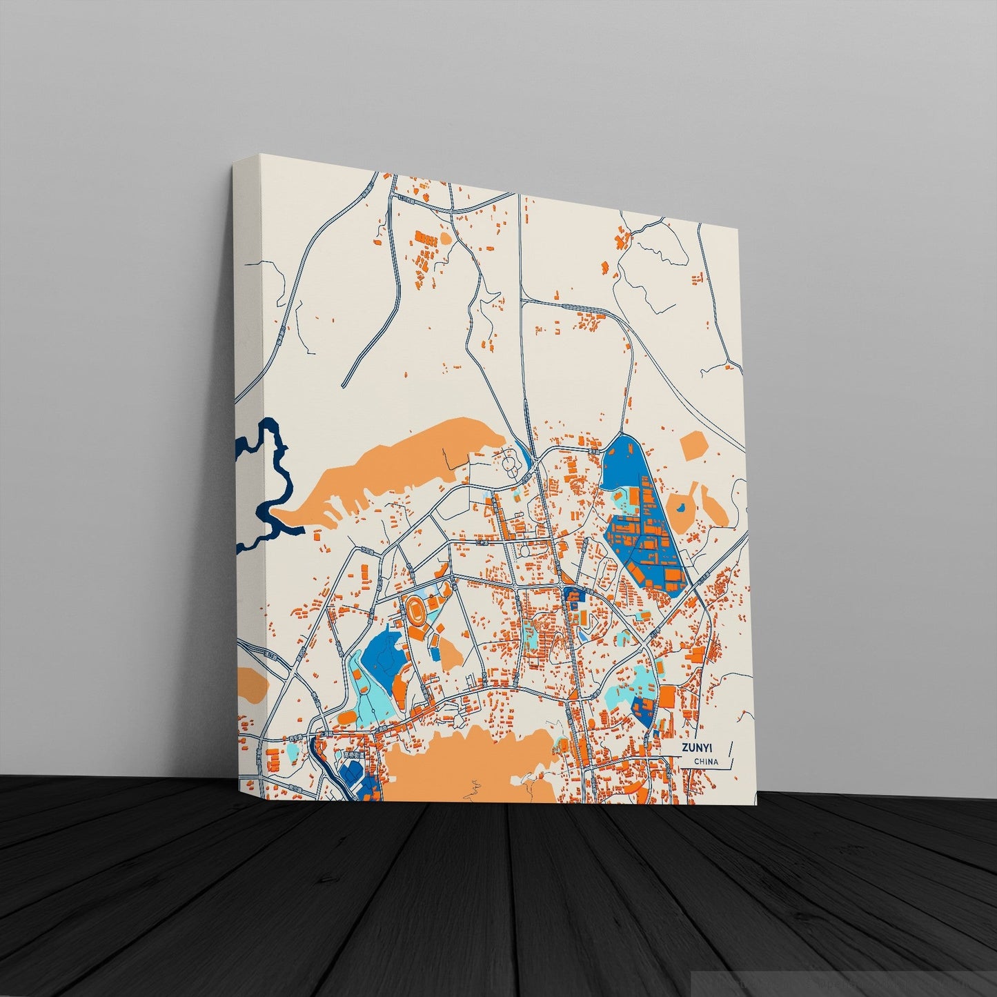 Zunyi China Colorful City Map Canvas Print